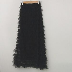 Replay Black Maxi Skirt Women's XXS Sheer Tulle Pullon Flowing Lined Pre-owned